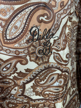 Load image into Gallery viewer, Close-up of a brown and beige paisley patterned fabric.
