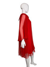 Load image into Gallery viewer, Red dress on a mannequin against a white wall.

