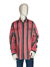 Load image into Gallery viewer, Mannequin wearing a red and blue striped shirt with a plain background

