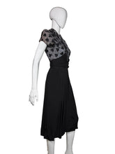 Load image into Gallery viewer, Black dress with butterfly pattern on a mannequin
