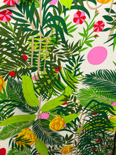 Load image into Gallery viewer, Colorful tropical leaf pattern with green, pink, yellow, and red leaves on a white background.
