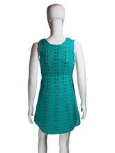 Load image into Gallery viewer, Teal knitted dress on a white mannequin against a plain background.
