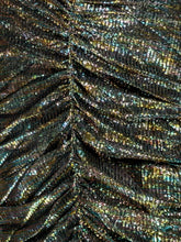 Load image into Gallery viewer, Close-up of a textured, metallic fabric with a ribbed pattern.
