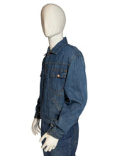 Load image into Gallery viewer, Blue denim jacket on a mannequin against a plain background
