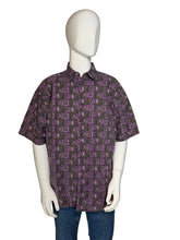 Load image into Gallery viewer, 1980's Purple Geometric Cotton Button Up Size L
