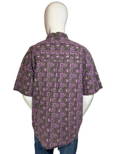 Load image into Gallery viewer, 1980's Purple Geometric Cotton Button Up Size L
