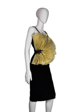 Load image into Gallery viewer, 1980's Black Velvet and Gold Lamè Cocktail Dress Size XS
