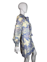 Load image into Gallery viewer, 1960's Periwinkle and White Psychedelic Day Dress Size S/M

