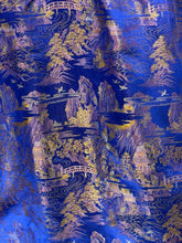 Load image into Gallery viewer, Gold pattern on blue silk background
