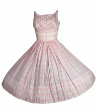 Load image into Gallery viewer, Pink plaid dress with a crinoline added for volume on a white background
