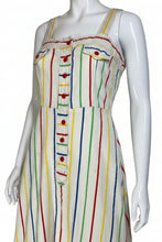 Load image into Gallery viewer, White sleeveless dress with colorful stripes
