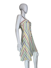 Load image into Gallery viewer, White sleeveless dress with colorful stripes
