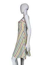 Load image into Gallery viewer, White sleeveless dress with colorful stripes
