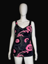 Load image into Gallery viewer, Navy blue and pink bathing suit on a mannequin
