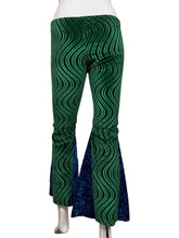 Load image into Gallery viewer, Green and Blue Bell Bottoms against a white background
