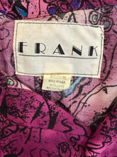 Load image into Gallery viewer, Fabric with a pattern and a 'FRANK' label on a pink background
