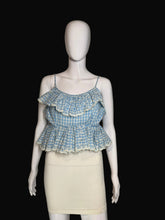 Load image into Gallery viewer, 1970's Blue and White Gingham Eyelet Tank Size S/M
