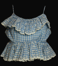 Load image into Gallery viewer, 1970's Blue and White Gingham Eyelet Tank Size S/M
