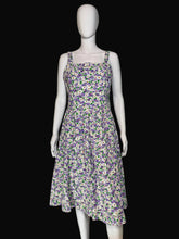 Load image into Gallery viewer, 1970's Purple Floral Cotton Sun Dress - Size M
