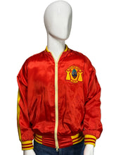 Load image into Gallery viewer, Red jacket with yellow accents on a mannequin against a plain background
