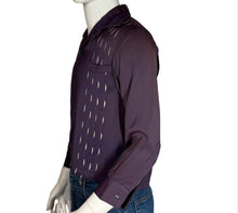 Load image into Gallery viewer, Mannequin wearing a purple shirt with cut-out patterns
