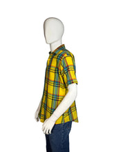 Load image into Gallery viewer, Mannequin wearing a yellow plaid shirt on a plain background
