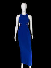 Load image into Gallery viewer, A sleeveless royal blue maxi dress displayed on a white mannequin.
