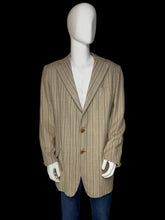 Load image into Gallery viewer, A beige and brown vertically striped Pucci suit jacket shown on a white mannequin
