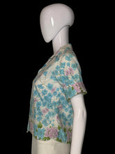 Load image into Gallery viewer, 1960s Shirtmaker Floral Cotton Summer Blouse – Size S
