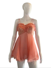 Load image into Gallery viewer, 1960&#39;s Pink Chiffon and Lace Babydoll Nightie Size M/L
