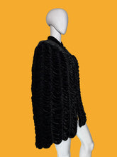 Load image into Gallery viewer, A black velvet or cape displayed on a white mannequin 
