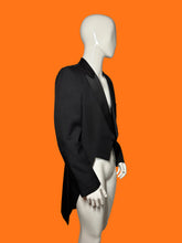 Load image into Gallery viewer, A tailored tuxedo jacket displayed on a white mannequin.
