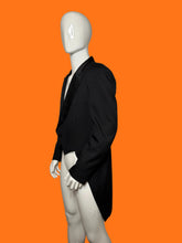 Load image into Gallery viewer, A tailored tuxedo jacket displayed on a white mannequin.
