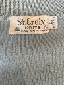 1970’s Baby Blue St. Croix Wool and Suede Cardigan