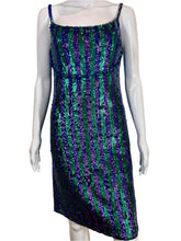 Load image into Gallery viewer, 1960&#39;s Striped Sequin Gene Shelley Cocktail Dress Size M
