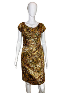 1950's Gold Lame' Cocktail Wiggle Dress Size S