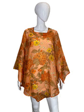 Load image into Gallery viewer, 1970&#39;s Sheer Orange Floral Mini  Dress Size S/M
