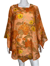 Load image into Gallery viewer, 1970&#39;s Sheer Orange Floral Mini  Dress Size S/M
