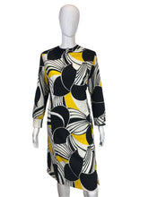 Load image into Gallery viewer, 1960&#39;s Black, white and Yellow Knit Day Dress Size XL
