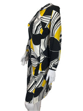 Load image into Gallery viewer, 1960&#39;s Black, white and Yellow Knit Day Dress Size XL
