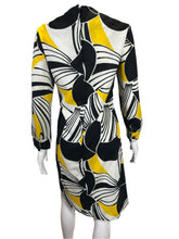 Load image into Gallery viewer, 1960&#39;s Black, white and Yellow Knit Day Dress Size XL
