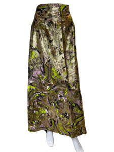 1970's Metallic Floral Brocade Maxi Skirt Size M