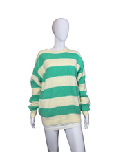 Load image into Gallery viewer, 1980&#39;s Aqua and Green Striped Slouchy Sweater - Size L
