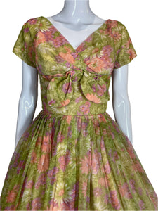 1960's Pastel Floral Gigi Young Party Dress Size XS