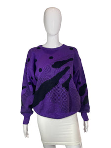 1980's Purple and Black Ski Sweater Size M/L