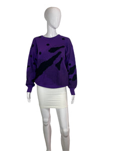 1980's Purple and Black Ski Sweater Size M/L