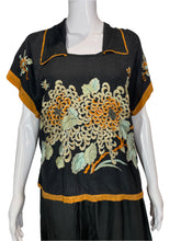 Load image into Gallery viewer, 1920&#39;s Embroidered Silk Pajama Set Size M
