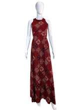 Load image into Gallery viewer, 1970&#39;s Red and Black Patchwork Print Dress Size S
