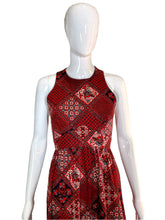 Load image into Gallery viewer, 1970&#39;s Red and Black Patchwork Print Dress Size S
