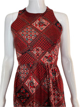 Load image into Gallery viewer, 1970&#39;s Red and Black Patchwork Print Dress Size S
